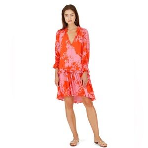 CABALLERO Fae Coral Pink Dress | Smocked Drop Waist